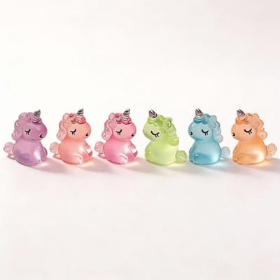 Glow in the dark - Unicorns - Multi ↑ 2,5 cm - 6 stuks