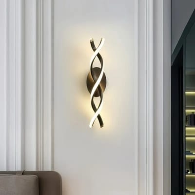Moderne Muurlamp | Verlichting | Hanglamp | Wandlamp | 45 cm | Voor Huiskamer | Slaapkamer | Spiraal | Zwart