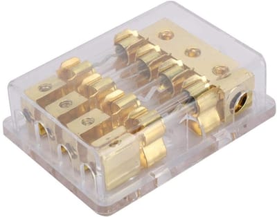 Allecto - Car Audio Fuse Holder - 12V 60A - Veiligheid voor elektrische apparatuur - 1 in 4 uitgangen - Sterke bescherming - Ideaal voor auto audio...