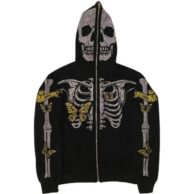 Unisex Halloween Hoodie Kristal Geest Skelet Patroon Ritssluiting Capuchon Zakken Lange Mouwen Feest Cosplay Kostuum F Praktisch Gebruik S