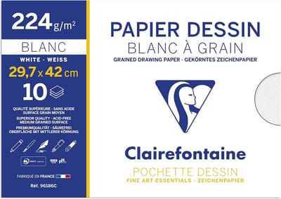 Zwaar Korrelig Tekenpapier A2 224gsm Zuurvrij Set van 10 Vellen