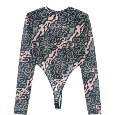 Body Dames Allover Luipaard Body Roze/grijs