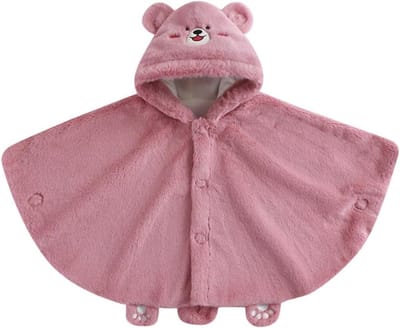 Donsjas met Capuchon - Poncho Kinderen - Warm Blijven - Zachte Fleece - 500 g - Bruin