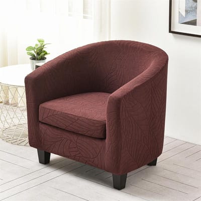 Elastische Clubfauteuilhoes met Zitkussenhoezen Bladeren Jacquard Kuipstoelhoezen Stretch Eénpersoonsbankhoezen Bar Studeerkamer 1 Set