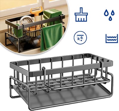 Afdruiprek Met 30° Kantelbare Lade En Ophangstang - Automatisch Afvoersysteem Holle Ventilatie - Metaal Compact 9,1 X 3,94 X 3,54 Inch - Voor Sponzen, Borstels, Wasmiddelflessen En Poetsdoeken