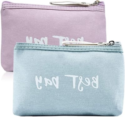 Reisorganizer Set van 2, Kleine Make-up Tas, Mini Cosmetica Tas en Muntentas, Ideaal voor Toilettas en Dagelijks Gebruik, Perfect voor Vakantie en Reizen (Blauw, Paars)