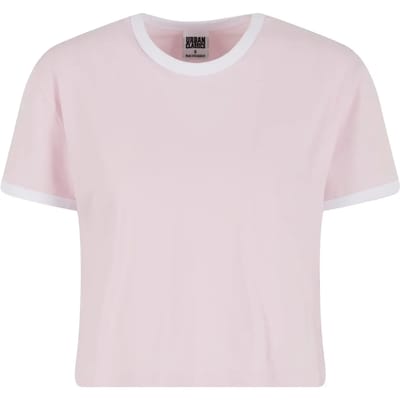 Urban Classics - Contrast Retro Crop top - XS - Roze/Wit