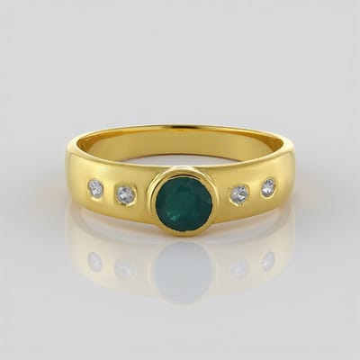 Cavill - Zilveren ring - 925 Sterling Zilver verguld - 0,953 ct Grandidieriet en 0,2 ct zirkonen - elegante ronde bezel zetting - groen