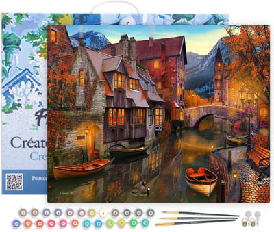 Figured'Art Schilderen op Nummer Volwassenen met lijst - Warme kanalen - Handwerk acrylverf Kit DIY Compleet - 40x50cm Canvas al ingelijst