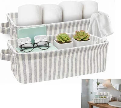 Opvouwbare Stoffen Opbergmand met Handvatten voor Slaapkamer, Badkamer en Woonkamer - Smalle Mand voor Organisatie en Decoratie