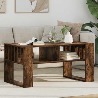 vidaXL - Salontafel - Rook - Eiken - 92 - x - 49,5 - x - 45 - cm - Bewerkt - hout
