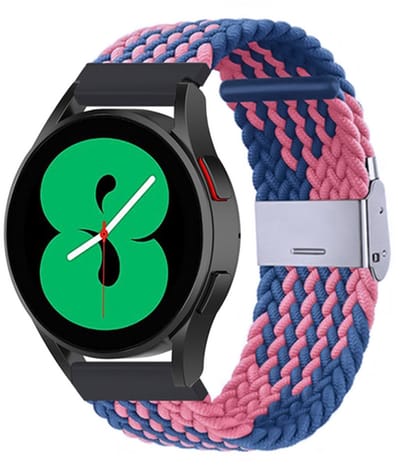 By Qubix - Braided nylon bandje - Blauw / roze - Geschikt voor Xiaomi Redmi Watch 5 Active / Redmi Watch 5 Lite