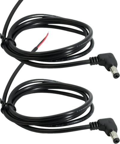 DC Verlengkabel - Voedingskabel Adapter - Apparaten Aansluiten - 90 Graden Stekker - 2 stuks 1 meter - Zwart