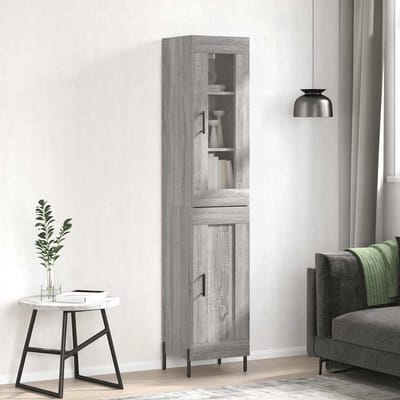 vidaXL - Hoge - kast - 34,5x34x180 - cm - bewerkt - hout - grijs - sonoma - eikenkleurig
