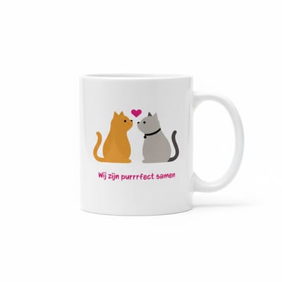 Wij Zijn Purrfect Samen – Schattige Katten Liefde Quote Koffiemok 330 ml