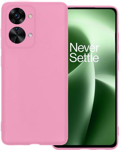Hoesje Geschikt voor OnePlus Nord 2T - Sterk & Shockproof - Hoes Cover - Siliconen Case - Lichtroze