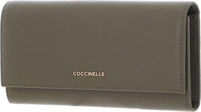 COCCINELLE Leren Portemonnee Metallic Soft Wallet Laurel Green Olijfgroen