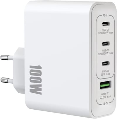 Rixus RXHC100 100W GaN Power Adapter White