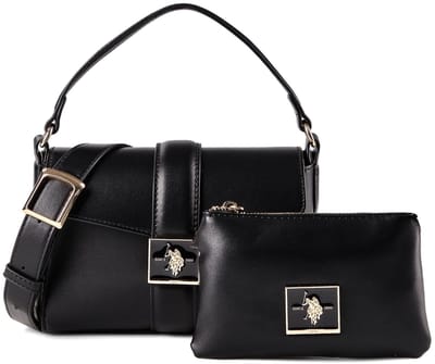 U.S. POLO ASSN. handtas schoudertas Margaret Flap Handle Bag Black zwart