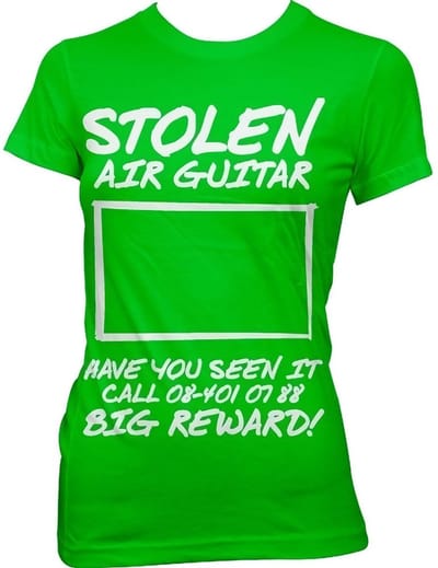 Hybris Stolen Air Guitar! Girly T-shirt voor dames, groen