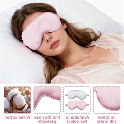 SnelShoppen - Zijden Slaapmasker - Comfortabel Oogmasker - Lichtblokkerende Blinddoek - Moerbeizijde - Zacht Eye Cover voor Zijslapers - Roze - Ademen