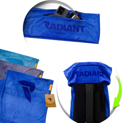Radiant Sporthanddoek met Ritsvak - Fitness Handdoek - Antislip & Sneldrogend Microvezel - Blijft Hangen op Fitnessbank - 50x100 cm - Blauw