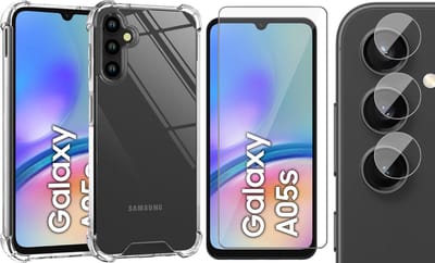 Hoesje geschikt voor Samsung Galaxy A05s - Screenprotector Glas & Camera - Shockproof Transparant