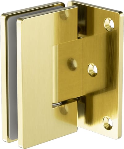 Owen & Finch Messing Muur Glas Scharnier 90° | Glasbeslag voor Douchedeuren Brushed Champagne Gold | Geborsteld Champagne Goud PVD