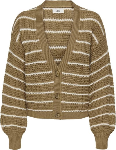 Jacqueline de Yong Vest Jdyellen L/s V-neck Stripe Cardigan 15328338 Malt Ball/whitecap Gray Dames Maat - S