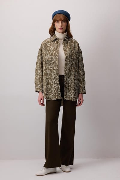 Touché Privé - Blouse met print en zakdetail - Khaki - Dames