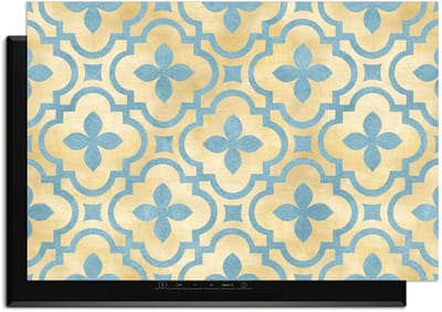 KitchenArt - Soft Azure Blossom - Inductie Beschermer - 90x52 cm - Kookplaat Beschermer - Luxe Afdekplaat Inductieplaat - Anti-slip & Oprolbaar - Beschermmat Inductiekookplaat