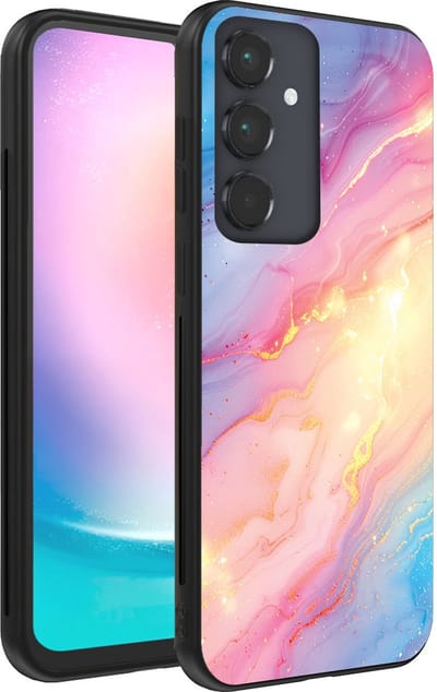 Smartphonica Telefoonhoesje Geschikt voor Samsung Galaxy A24 4G met Regenboog Glitter Marmer Opdruk - TPU Backcover Case Rainbow Glitter Marble Design geschikt voor Samsung Galaxy A24 4G