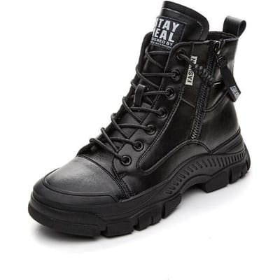 Echt lederen schoenen Dames Hoge sneakers Mode Damesschoenen Cool Street Jonge damesschoenen 38 zwart