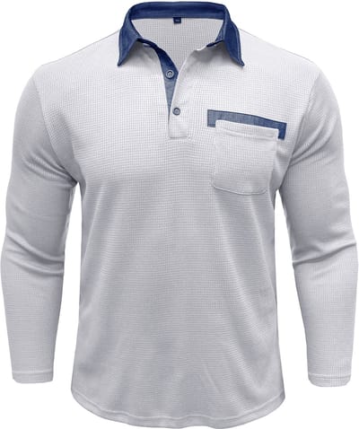 Allthemen Heren Polo - Drie Knopen in Losse Stijl - L