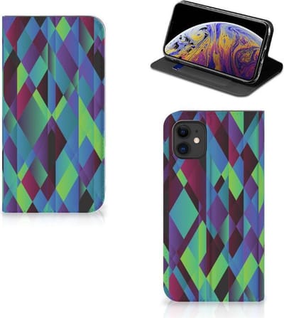 Standcase Hoesje voor Apple iPhone 11 Stand Case Abstract Green Blue