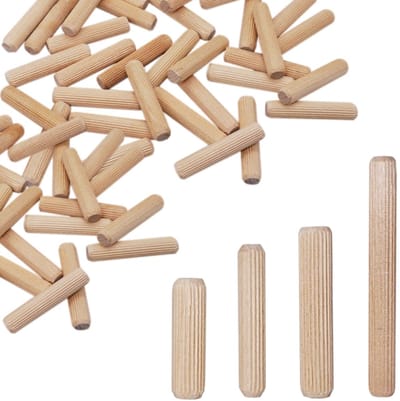 Houten pluggen - Houten deuvels pinnen - Meubelverbindingen maken - Gegroefde stevige grip - 8 x 60 mm - Natuurlijk hout
