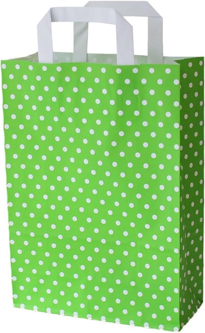 Papieren Draagtassen - Geschenkzakjes - Winkelen en Cadeaus - Platte Handgrepen - 25 Stuks - Groen