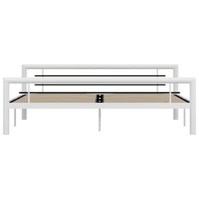 vidaXL - Bedframe - metaal - wit - en - zwart - 180x200 - cm