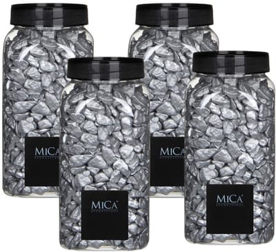 Mica Decorations decoratie steentjes - 4x - zilver - 1 kilo - 650ml - hobby steentjes