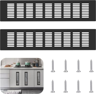 Ventilatie Grilles Set van 2 - Zwart Aluminium 80 x 400 mm voor Kasten en Slaapkamers