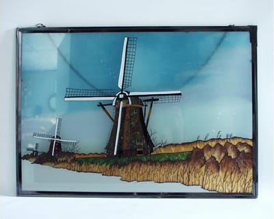 Raamdecoratie glas molen winter Raamdecoraties van glas, Wand- en Raamdecoratie