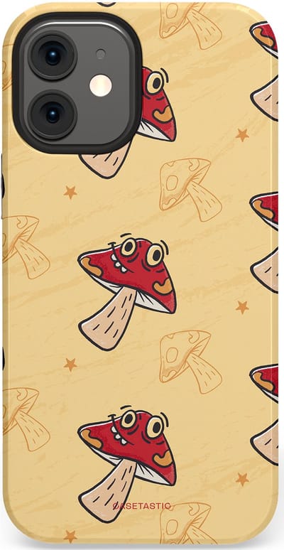 Casetastic Hoesje Geschikt voor Apple iPhone 12 Mini - Stijlvolle Beschermende Duo-layer Case - Vrolijke Paddestoel