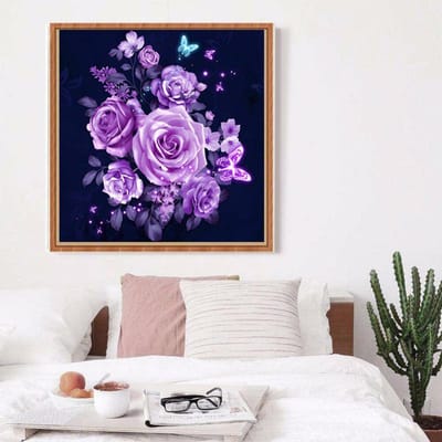 5D DIY Diamond Painting  Purple Rose  handgemaakte 3D Borduurkunst Cross Stitch Mozaïek Decor cadeau 30x30CM blue