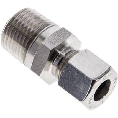 1/2'' NPT Buitendraad x 10L RVS Rechte Snijring Koppeling 315 Bar DIN 2353 - FL2S-MC-ST-012N-10-L