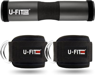 U Fit One Barbell Pad & 2 Stuks Ankle straps set - Enkelband - Ankle Cuff Strap - Enkel strap - Billen trainer - nekbeschermer - Barpad - Squat sponge bar pad - Schouderpad - Halterstang - Lunges - Hip Thrust - ufitone