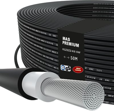 H1Z2Z2-K Zonne-Kabel 6 mm² - Flexibel, Halogeenvrij en Begraafbaar voor Zonnepanelen