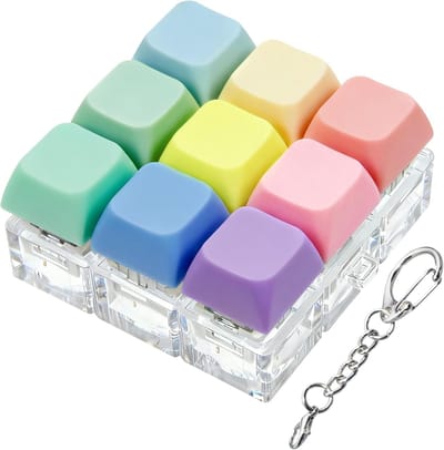 Keyboard Fidget Toy, Keyboard Fidget Keychain 9-in-1 Keyboard Decompression Button Finger Clicker Toys Stress Relief Fidget Gifts (9 Colors)