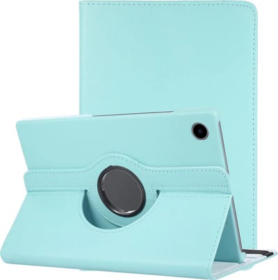 Hoes - Geschikt voor Samsung Galaxy Tab A8 - 360 Graden Draaibare Hard Cover Case - Tablet Hoesje Draaibaar - Lichtblauw