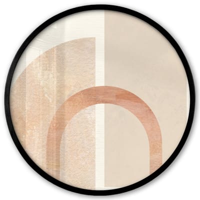 Poster in lijst Rond - Fotolijst 40x40 cm - Posters - Roze - Beige - Abstract - Ronde posterlijst zwart - Decoratie - Wanddecoratie woonkamer - Muurdecoratie slaapkamer