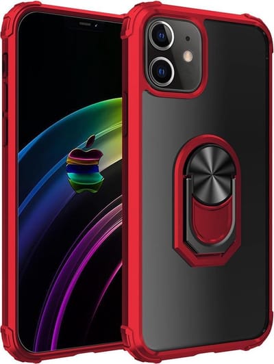 geschikt voor iPhone 13 Pro Max Ring Hoesje Transparant geschikt voor Magsafe - Shockproof Beschermhoesje met Standaard - Clear Hybrid Ring Case rood- geschikt voor iPhone 13 Pro Max